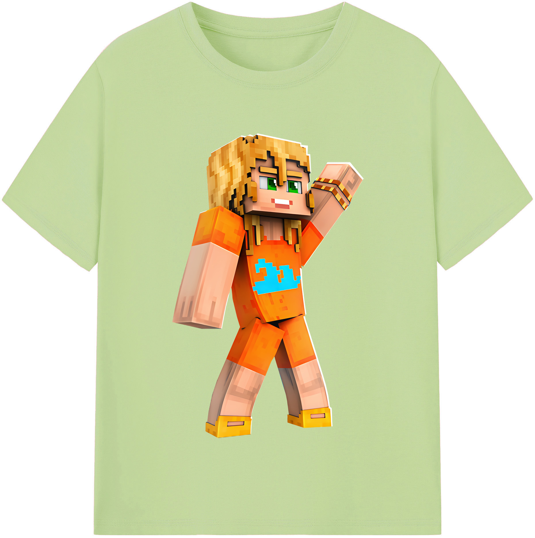 （画像用） マインクラフト ブロックの世界 Minecraft MC Block world 綿100％半袖Tシャツ（フロントプリント）